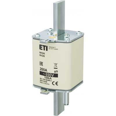 Wkładka topikowa NH zwłoczna z wybijakiem NH2/K gG 200A 690V 004114346 ETI (004114346)